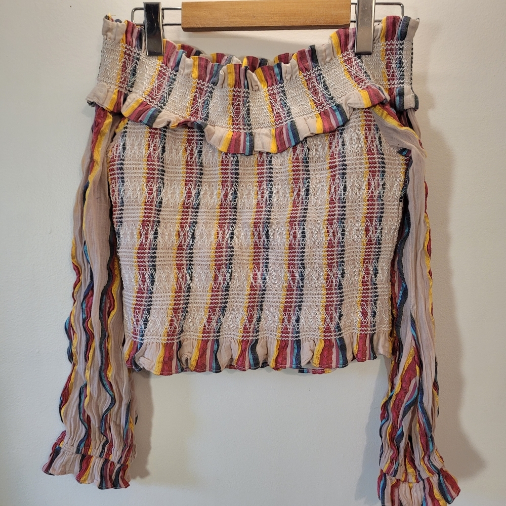 Tularosa Multicolor Off-Shoulder Vertical Stripes Blouse - S